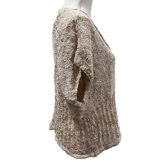 Free People Rare Knit Marled Oatmeal Short Sleeve Sweater - Picture 5 of 11